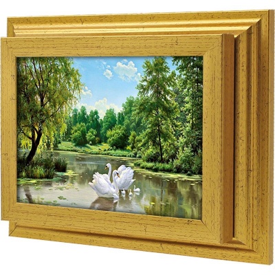 Ключница Лебединая семья на пруду, Золото, 13x18 см фото в интернет-магазине