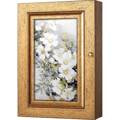  Ключница Белые цветы шиповника, Авантюрин, 11x20 см фото в интернет-магазине