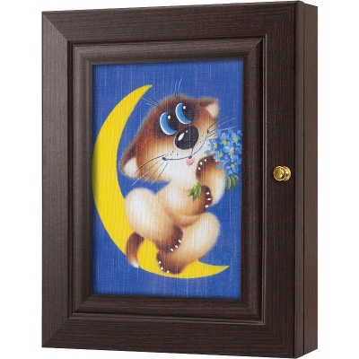  Ключница Котик на луне, Турмалин, 13x18 см фото в интернет-магазине