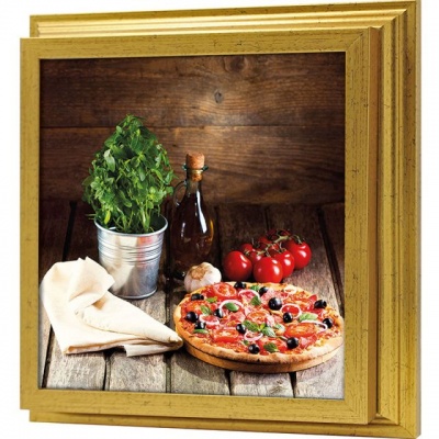  Ключница Натюрморт с пиццей, Золото, 30x30 см фото в интернет-магазине
