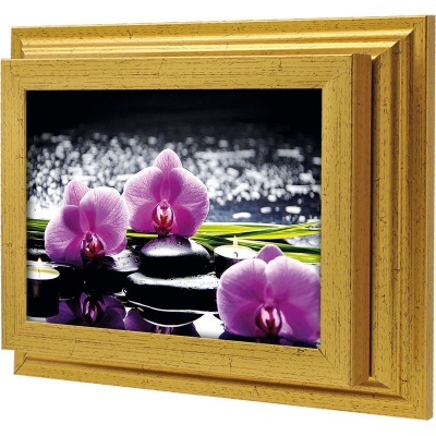  Ключница Базальт и пурпурный фаленопсис, Золото, 13x18 см фото в интернет-магазине