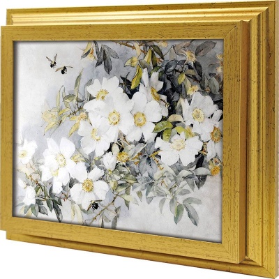  Ключница Белые цветы шиповника, Золото, 20x25 см фото в интернет-магазине