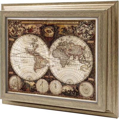  Ключница Фредерик де Вит. Карта мира, Антик, 20x25 см фото в интернет-магазине