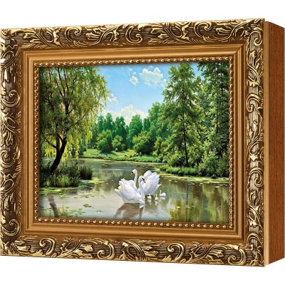  Ключница Лебединая семья на пруду, Цитрин, 13x18 см фото в интернет-магазине
