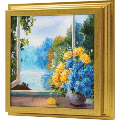  Ключница Солнечный пейзаж с цветами , Золото, 30x30 см фото в интернет-магазине