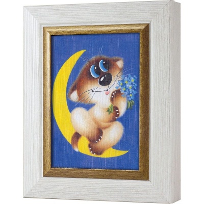 Ключница Котик на луне, Жемчуг/Золото, 13x18 см фото в интернет-магазине