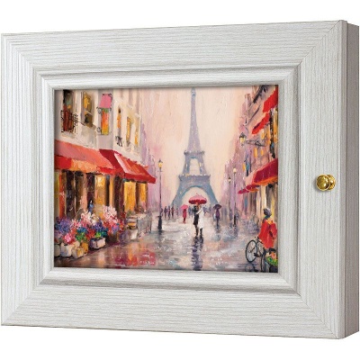  Ключница Влюблённые под зонтом в Париже, Жемчуг, 13x18 см фото в интернет-магазине