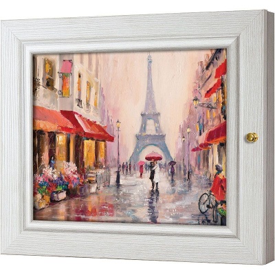  Ключница Влюблённые под зонтом в Париже, Жемчуг, 20x25 см фото в интернет-магазине