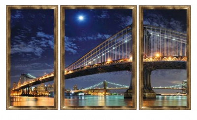  Триптих в багете Бруклинский мост ночью I, TZD01-50x70-20151-1004 фото в интернет-магазине