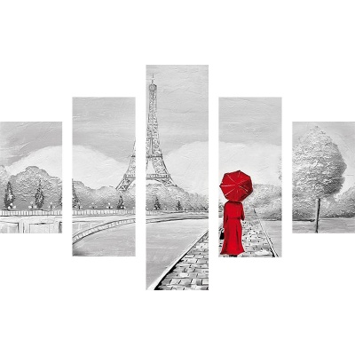  Модульная картина Дождь в Париже, T-5-200 фото в интернет-магазине