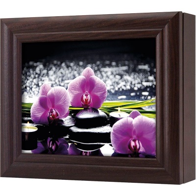  Ключница Базальт и пурпурный фаленопсис, Обсидиан, 13x18 см фото в интернет-магазине