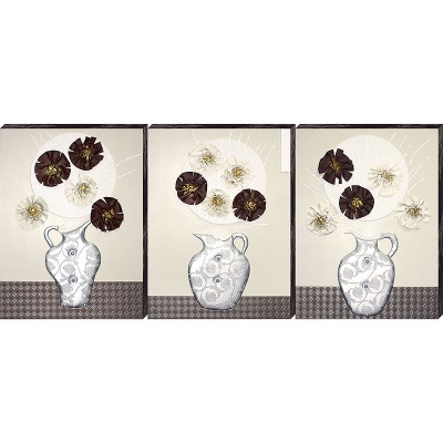  Картина из кожи Цветы в серебряных кувшинах, 4012 фото в интернет-магазине