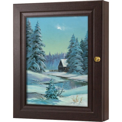  Ключница Зимний пейзаж с домиком, Турмалин, 20x25 см фото в интернет-магазине