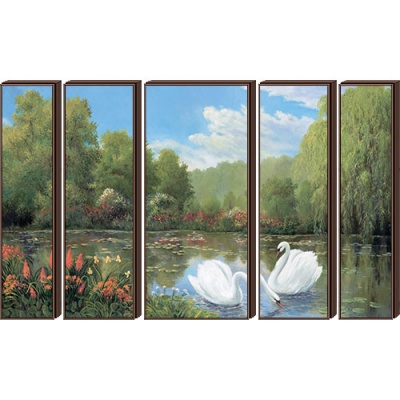  Модульная картина Лебеди на пруду 2, K106 фото в интернет-магазине