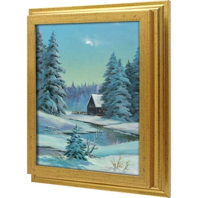  Ключница Зимний пейзаж с домиком, Золото, 20x25 см фото в интернет-магазине