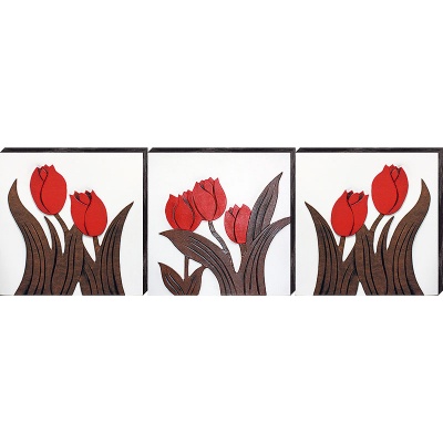  Картина из кожи Очаровательные тюльпаны. Трио, 758 фото в интернет-магазине