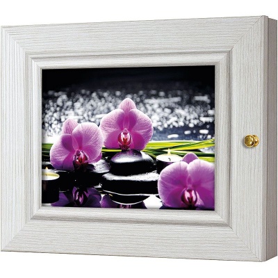  Ключница Базальт и пурпурный фаленопсис, Жемчуг, 13x18 см фото в интернет-магазине