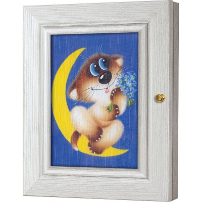  Ключница Котик на луне, Жемчуг, 13x18 см фото в интернет-магазине