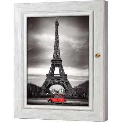  Ключница Эйфелева башня и красный автомобиль, Жемчуг, 20x25 см фото в интернет-магазине